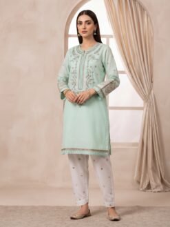Women's Zari Cotton Suit with White Farshi Shalwar