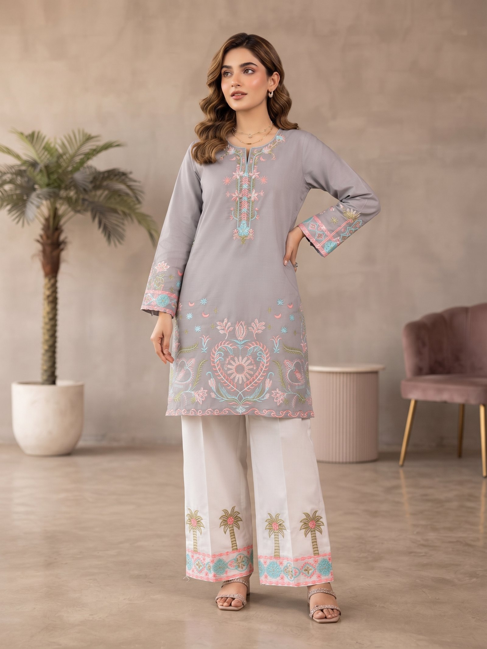 Oasis Glow Co-Ord Set for Women with Straight Trouser - Image 2