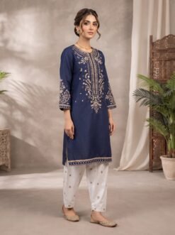 Alternative view of Women's Zari Cotton Suit with White Farshi Shalwar