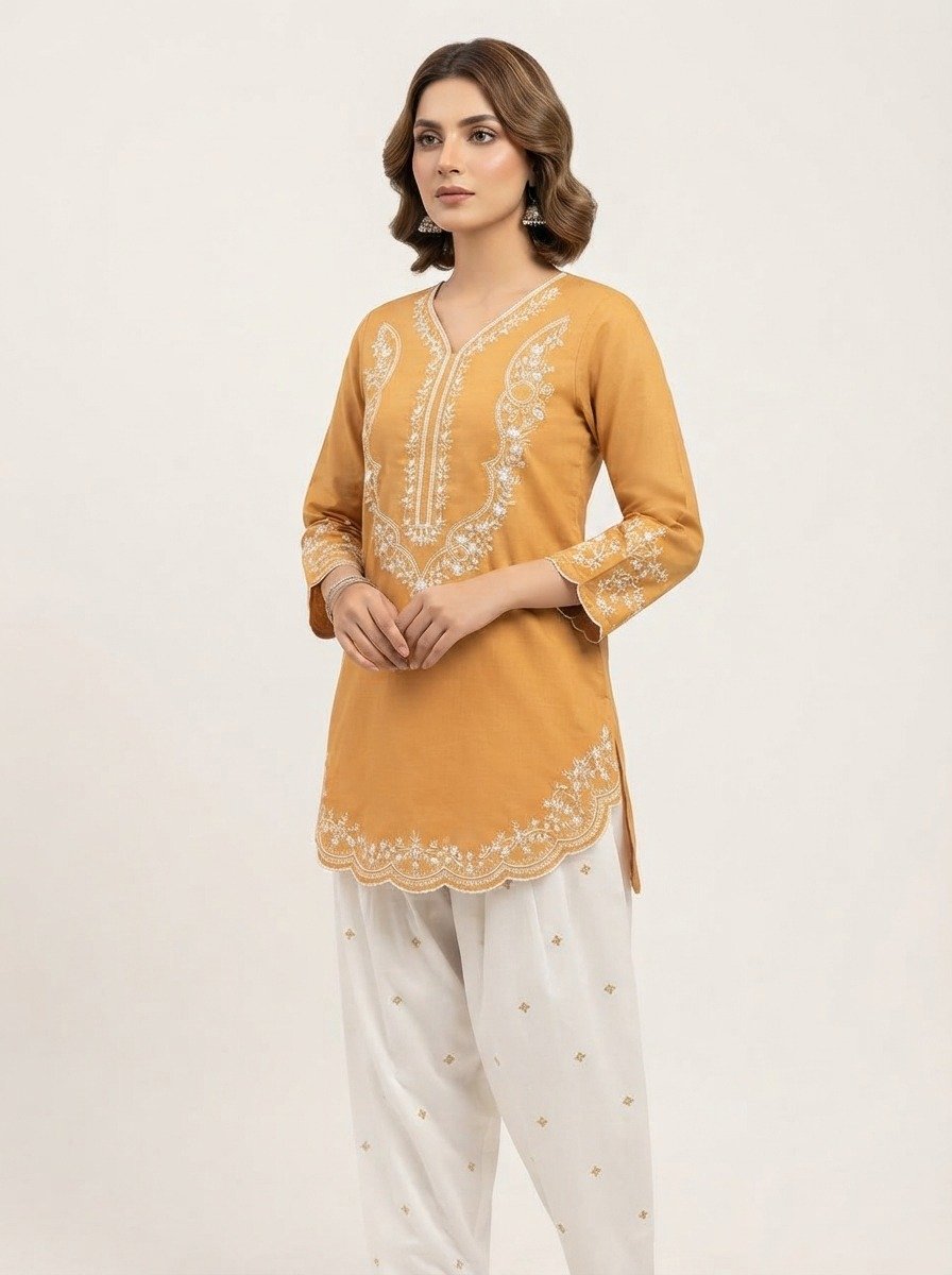 Elegant Cutwork Daman Suit with White Farshi Shalwar - Image 4