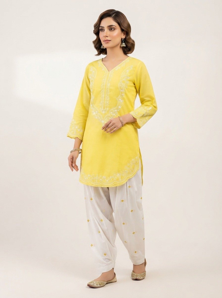 Elegant Cutwork Daman Suit with White Farshi Shalwar - Image 3