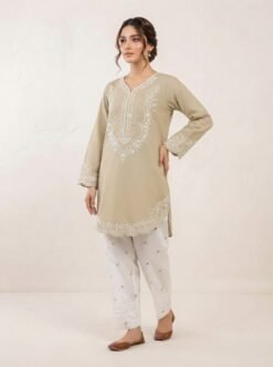 Alternative view of Elegant Cutwork Daman Suit with White Farshi Shalwar