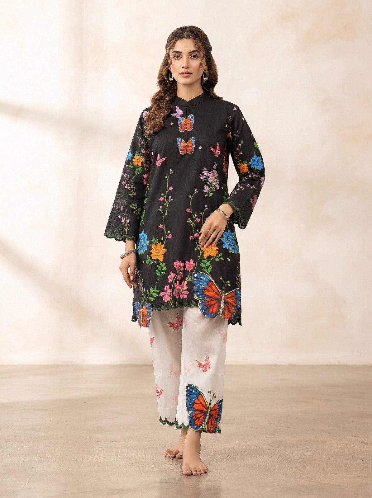 Elegant Floral Bana Dora 3-Piece Suit